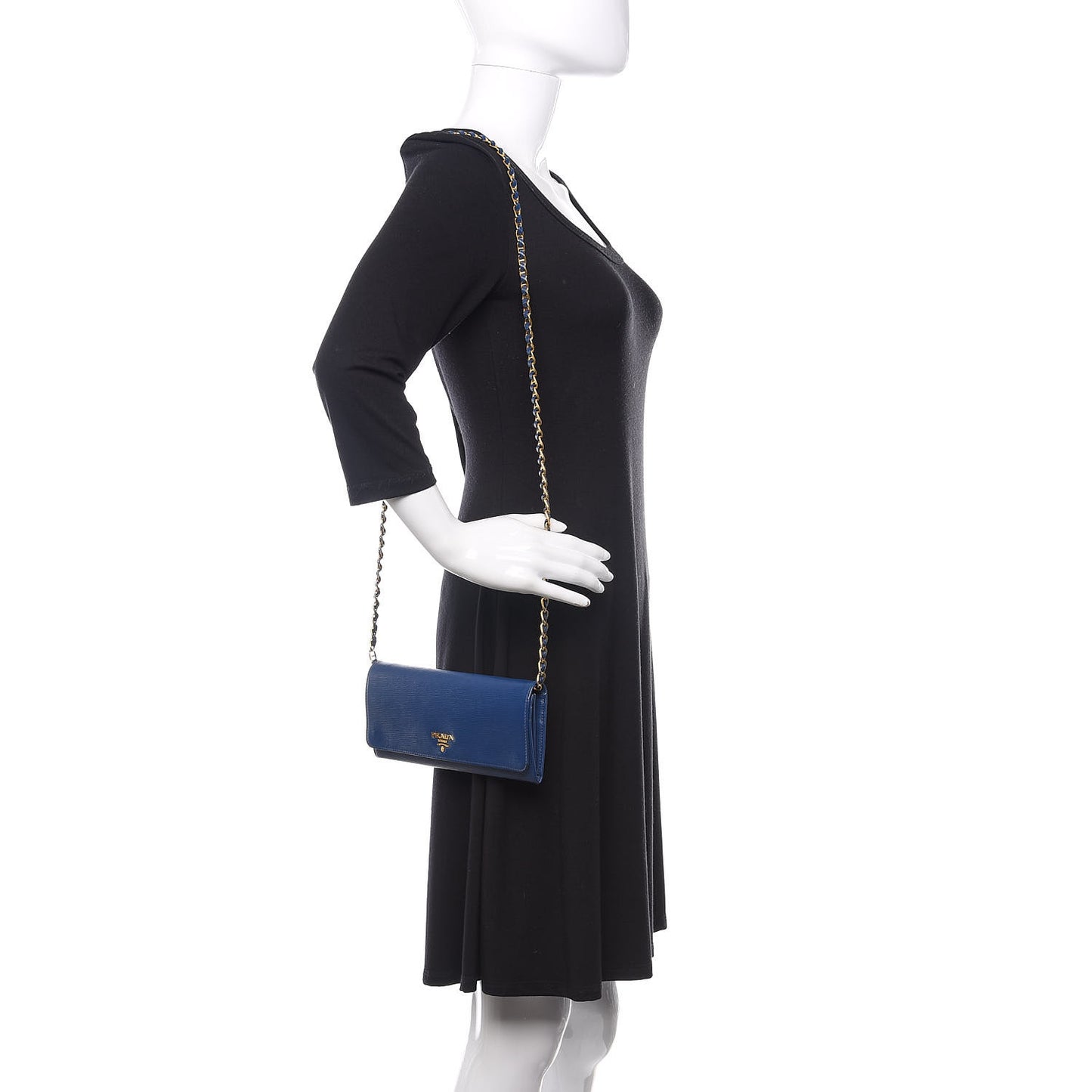 Saffiano Metal Oro Chain Wallet Bleuette