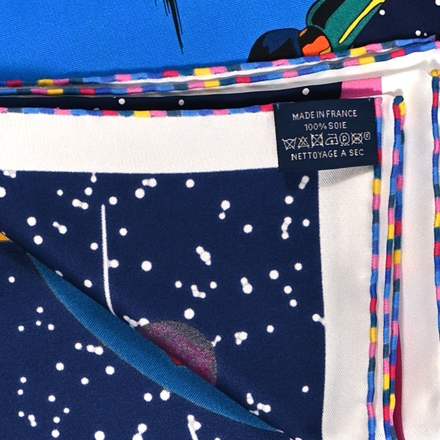 Hermes Silk Space Derby Scarf 90 Marine Rose Vif Multicolor 3 of 5