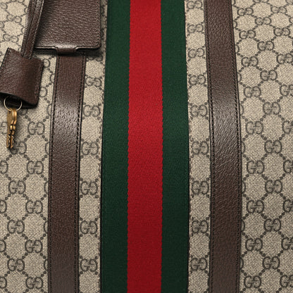 Gucci GG Supreme Monogram Textured Dollar Calfskin Web Large Savoy Duffle Bag Beige Ebony New Acero 7 of 13