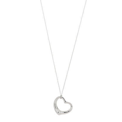 Tiffany Sterling Silver 27mm Elsa Peretti Open Heart Pendant Necklace 1 of 4
