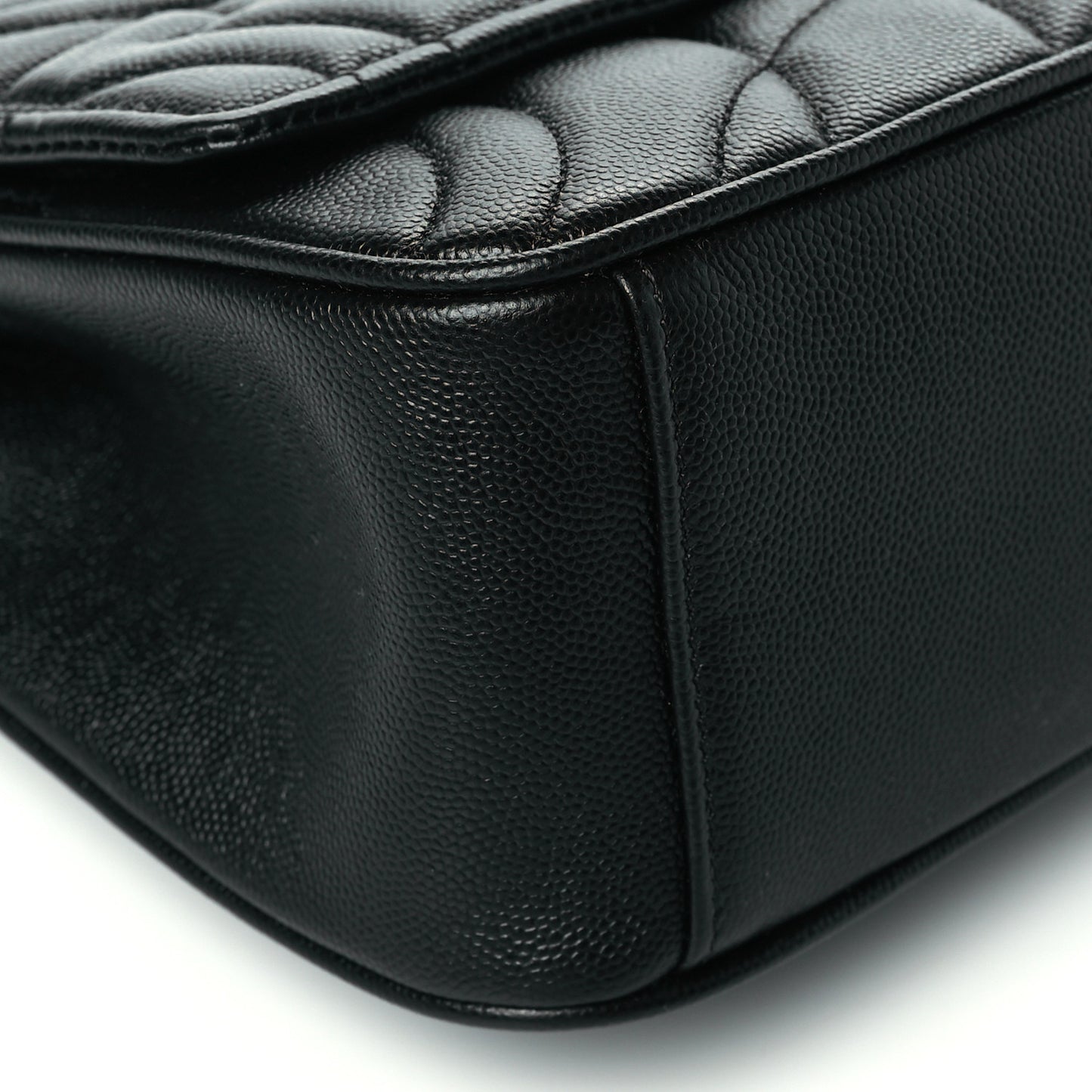 Calfskin Quilted Gancini Flap Bag Black