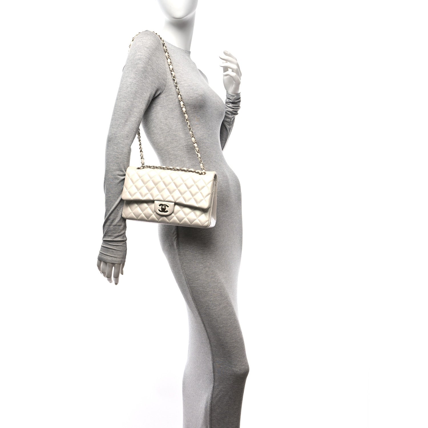 Chanel Iridescent Calfskin Quilted Medium Double Flap White 2 of 12