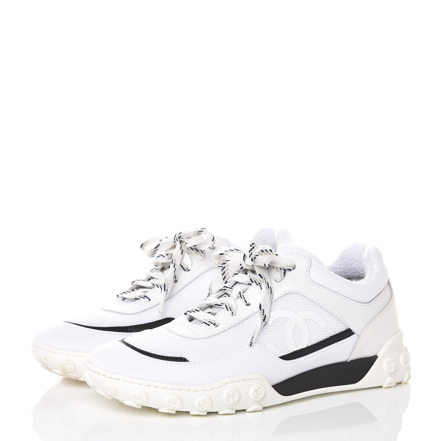 Calfskin Mesh Sneakers 36 White