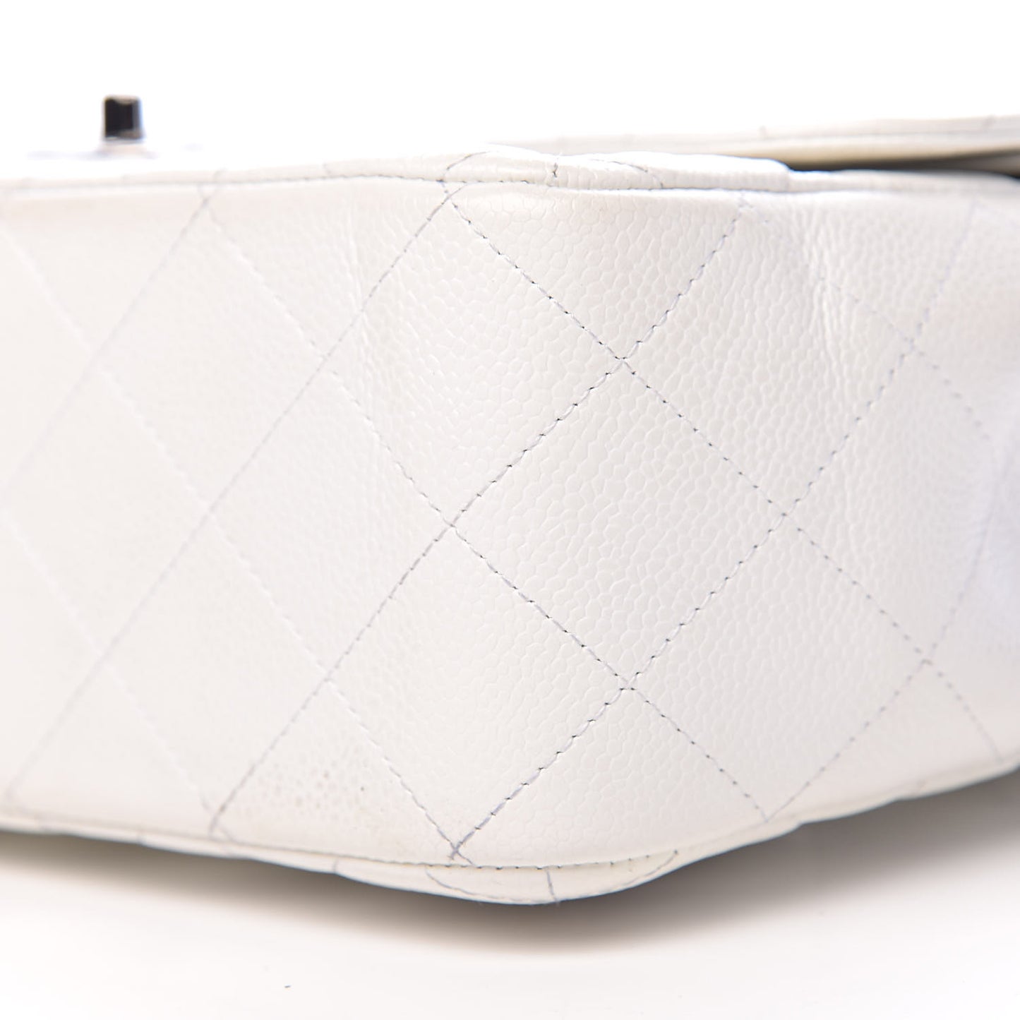 Caviar Quilted Jumbo Double Flap White