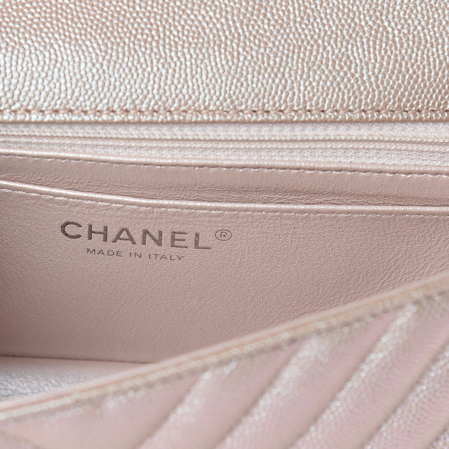 Chanel Iridescent Caviar Chevron Quilted Mini Rectangular Flap Light Gold 6 of 10