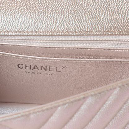 Chanel Iridescent Caviar Chevron Quilted Mini Rectangular Flap Light Gold 6 of 10