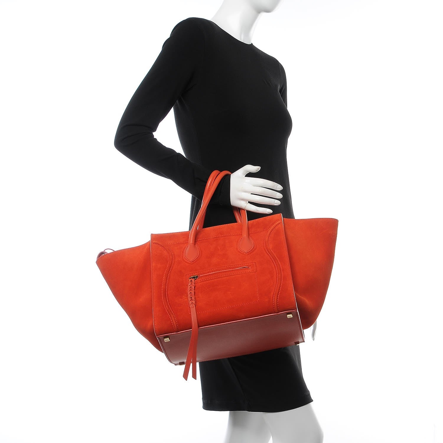 Celine Suede Medium Phantom Luggage Bright Orange 2 of 10