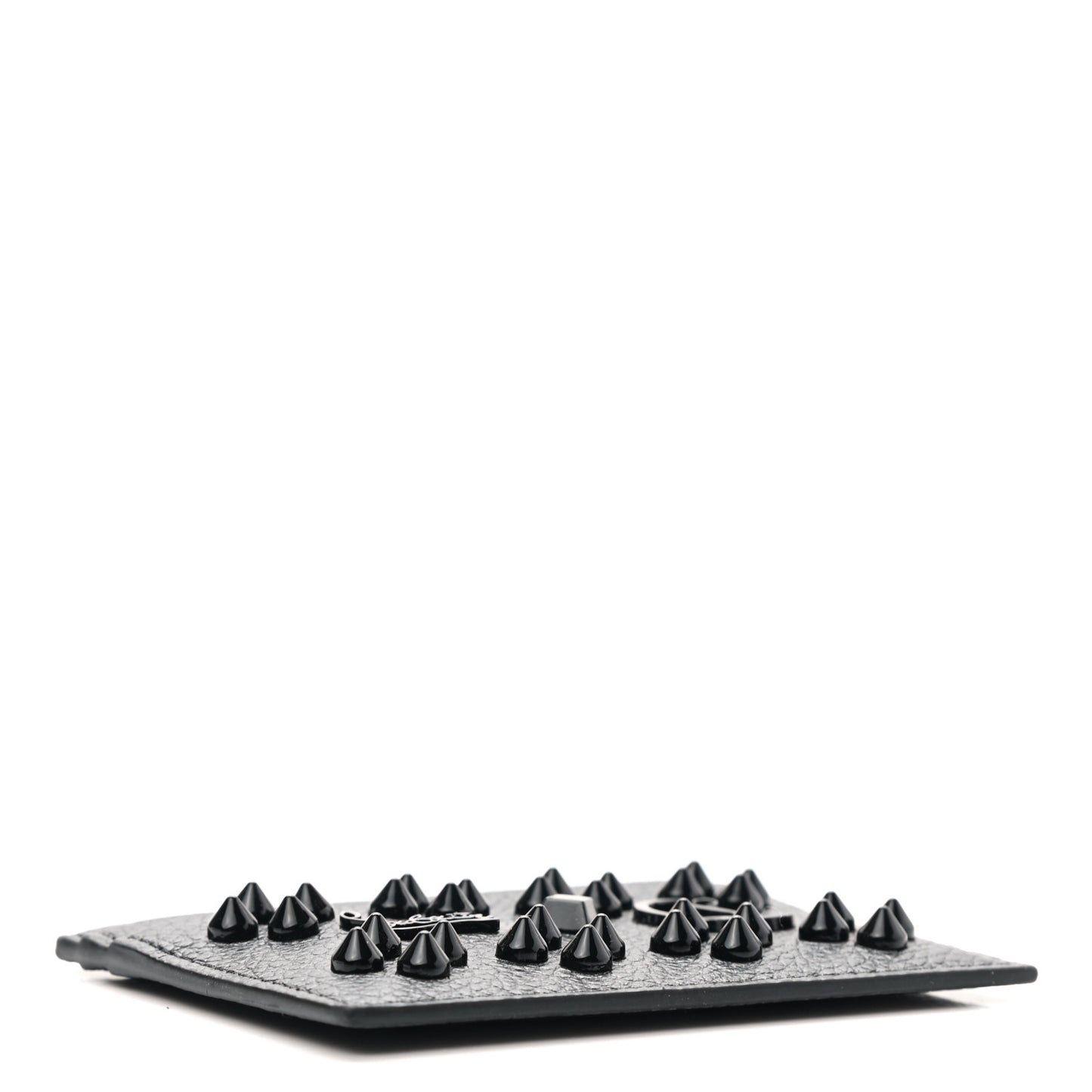 Calfskin Kios Studded Card Holder Black