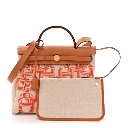 Hermes H Plume Canvas Vache Hunter Circuit 24 Herbag Zip Retourne 31 Orange Mecano Ecru Beige Naturel 3 of 13