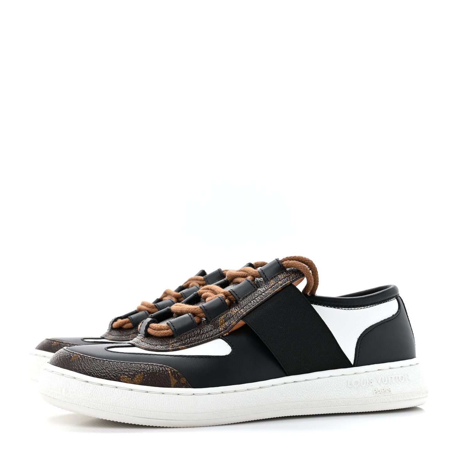 Monogram Calfskin Lous Sneakers 37 Black