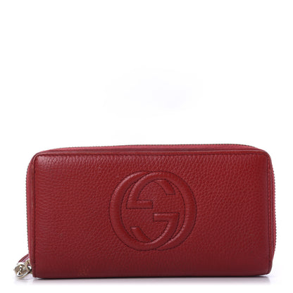 Gucci Pebbled Calfskin Soho Zip Around Wallet Red 1 of 10