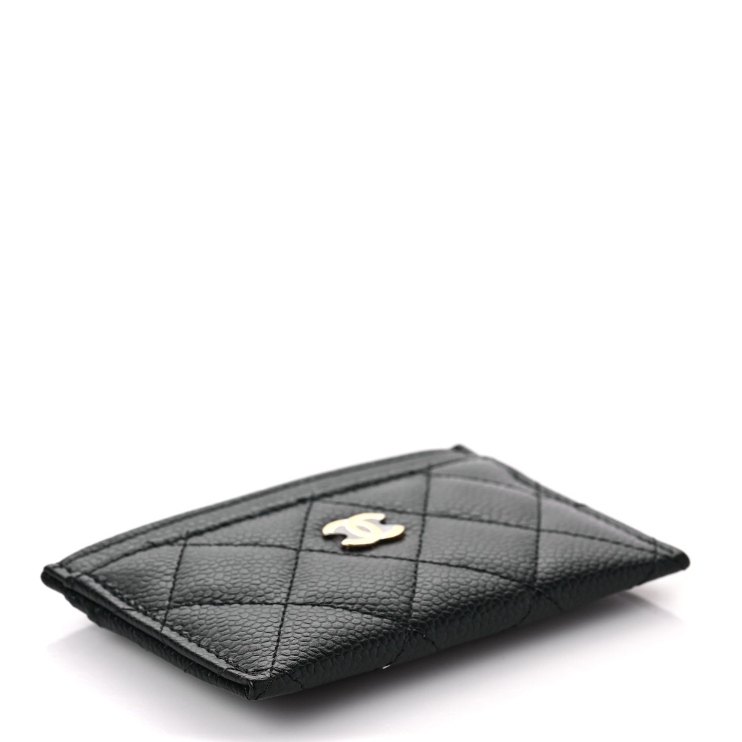 Caviar Quilted Card Holder Black