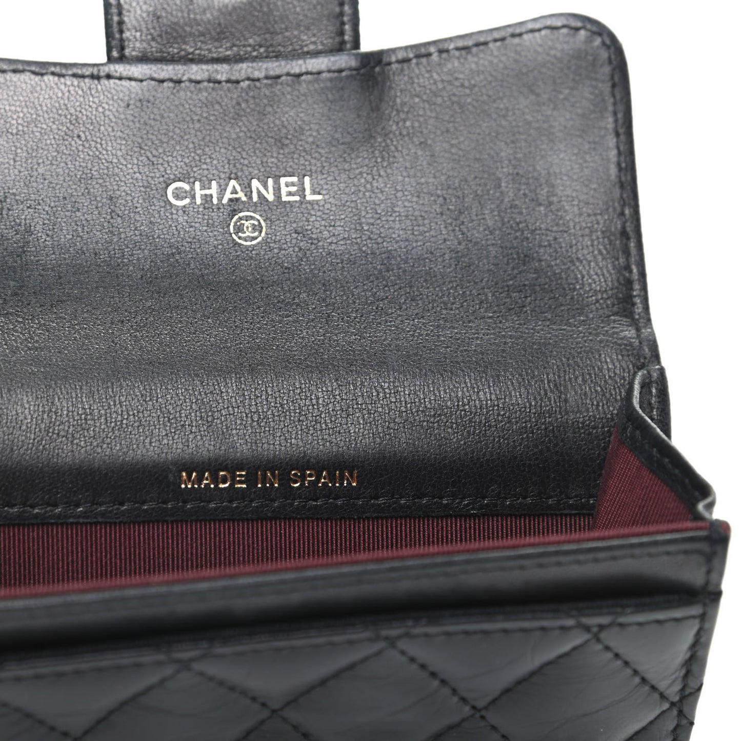 Aged Calfskin Quilted Reissue Flap Card Holder Black