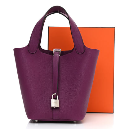 Hermes Taurillon Maurice Picotin Lock 18 PM Anemone 9 of 9