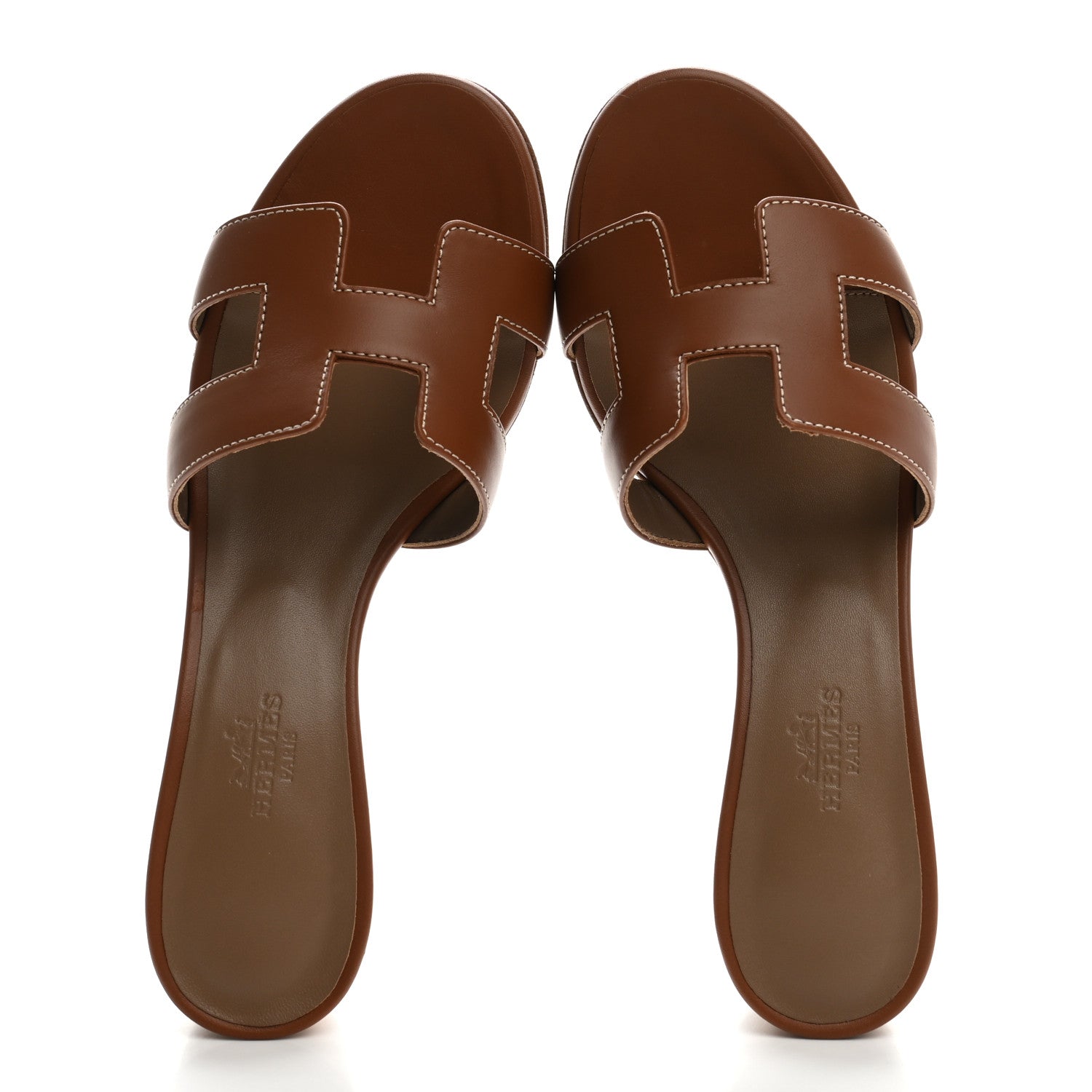 Hermes Calfskin Oasis Sandals 37 Gold 2 of 10