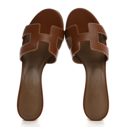 Hermes Calfskin Oasis Sandals 37 Gold 2 of 10