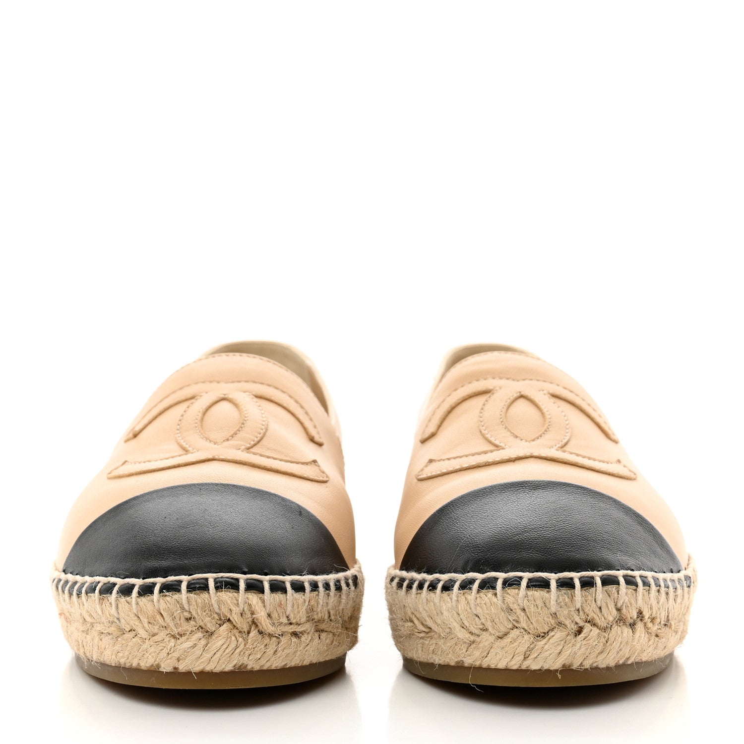 Chanel Lambskin CC Espadrilles 38 Beige Black 2 of 10