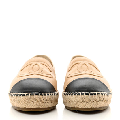 Chanel Lambskin CC Espadrilles 38 Beige Black 2 of 10