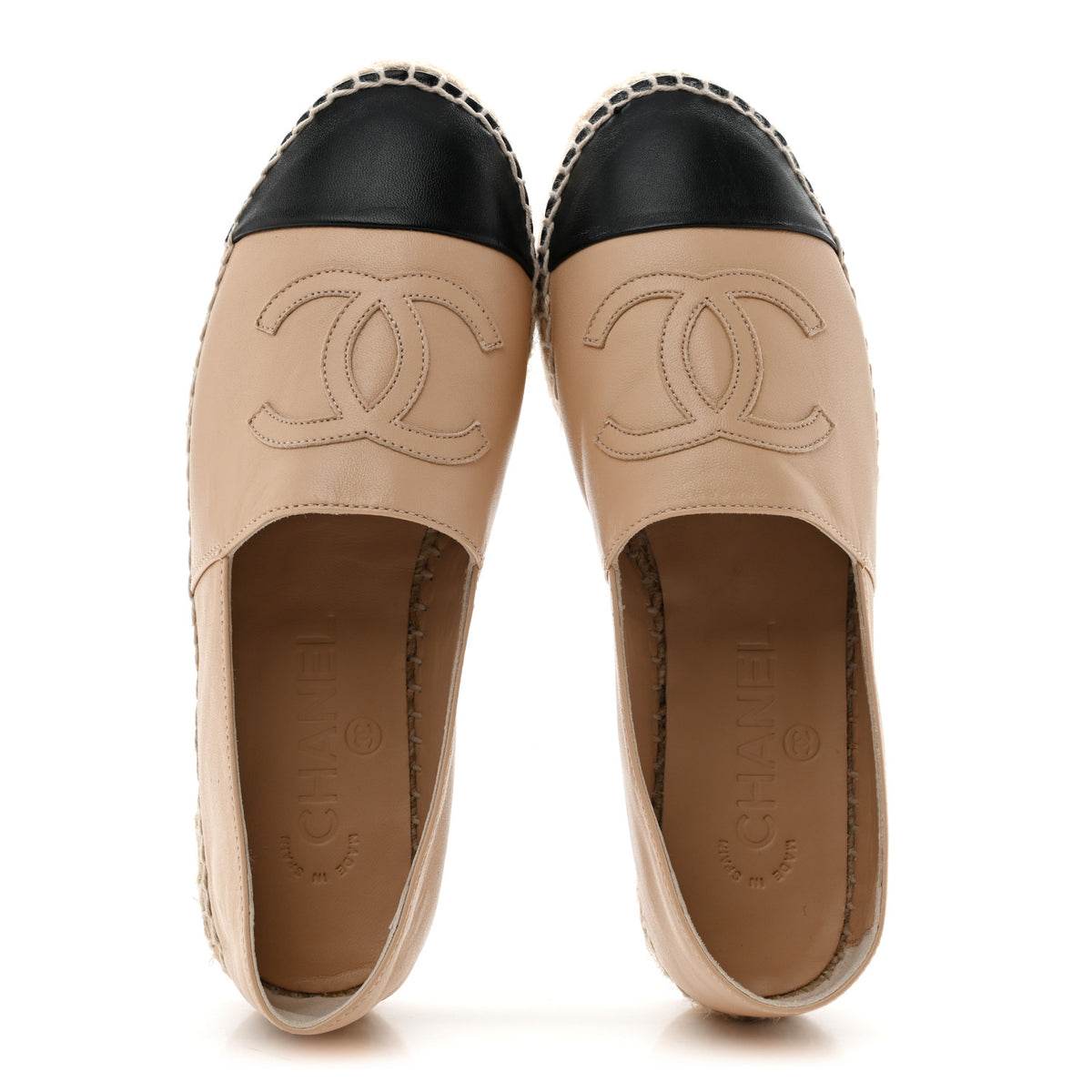 Lambskin CC Espadrilles 35 Beige Black