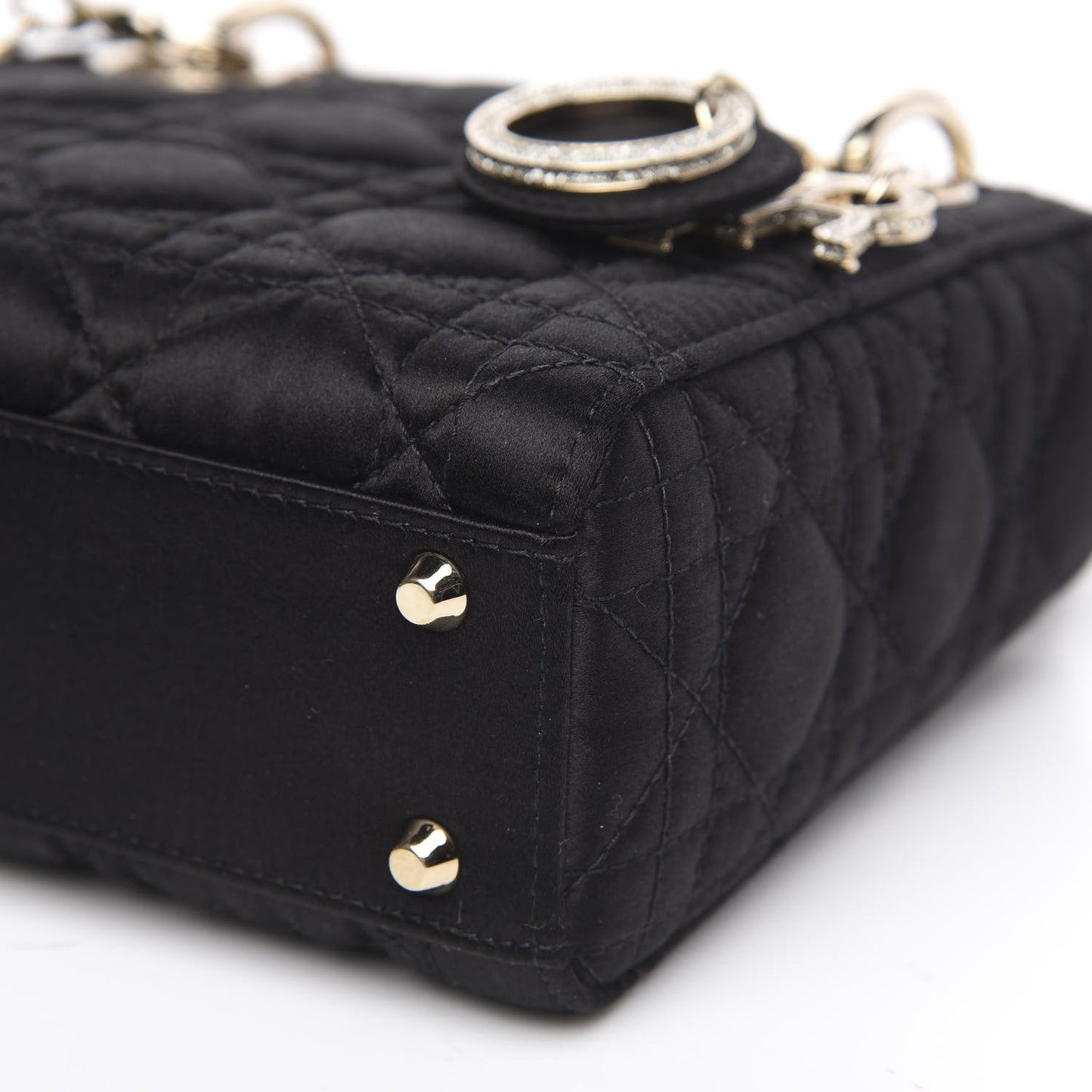 Satin Swarovski Crystal Cannage Mini Lady Dior Black