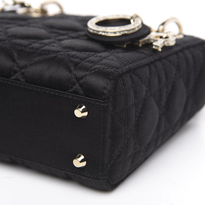 Christian Dior Satin Swarovski Crystal Cannage Mini Lady Dior Black 8 of 8