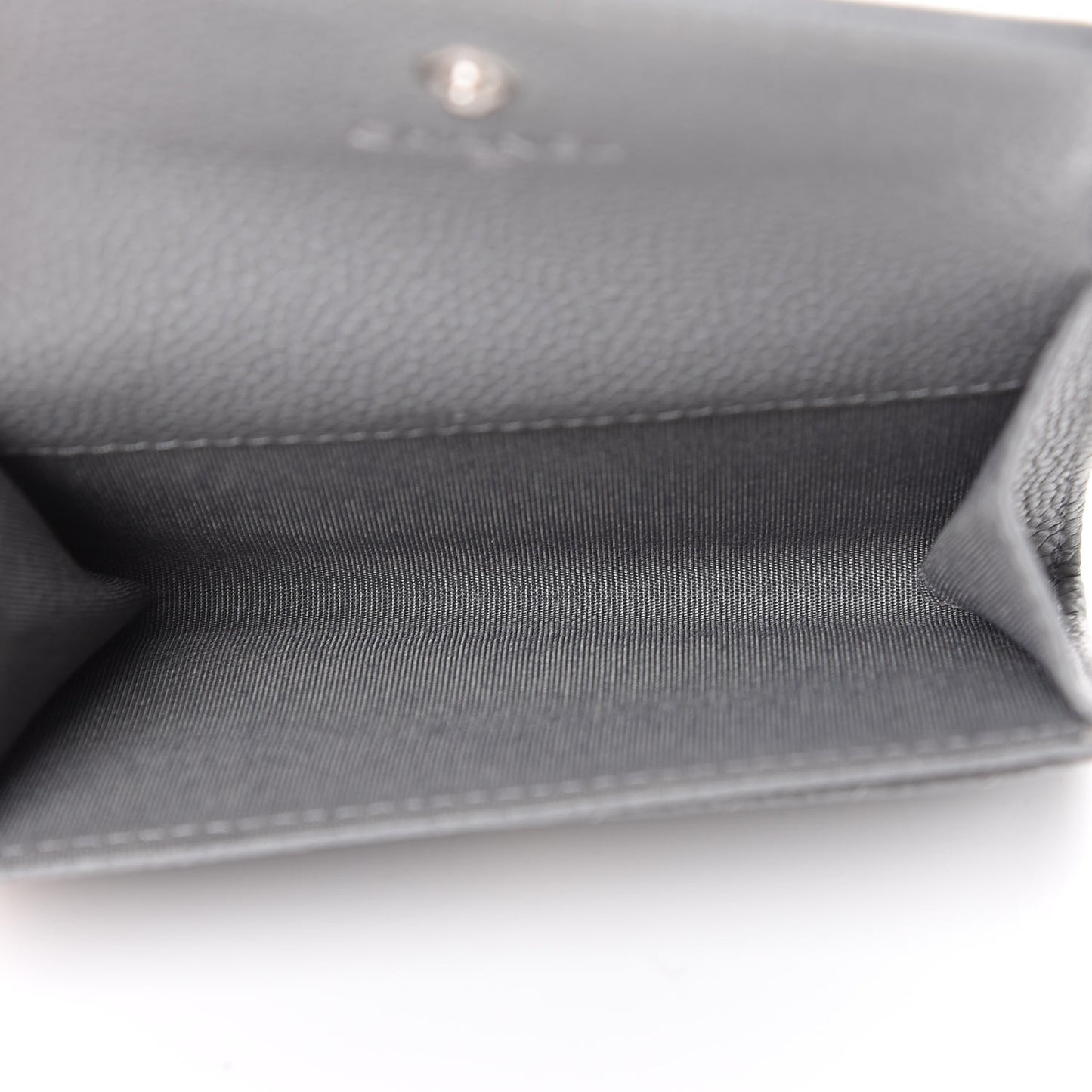 Caviar Chevron Quilted Boy Flap Card Holder Grey