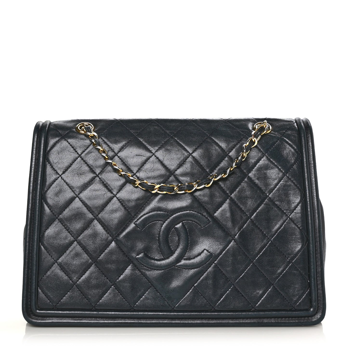 Lambskin Quilted Timeless CC Small Single Flap Navy Blue