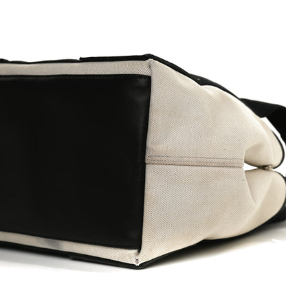 Balenciaga Cotton Canvas Satin Calfskin S Navy Cabas Natural Black 11 of 11