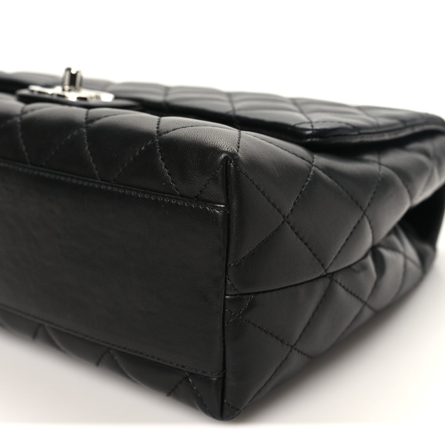 Lambskin Quilted Medium Kelly Flap Bag Black Black