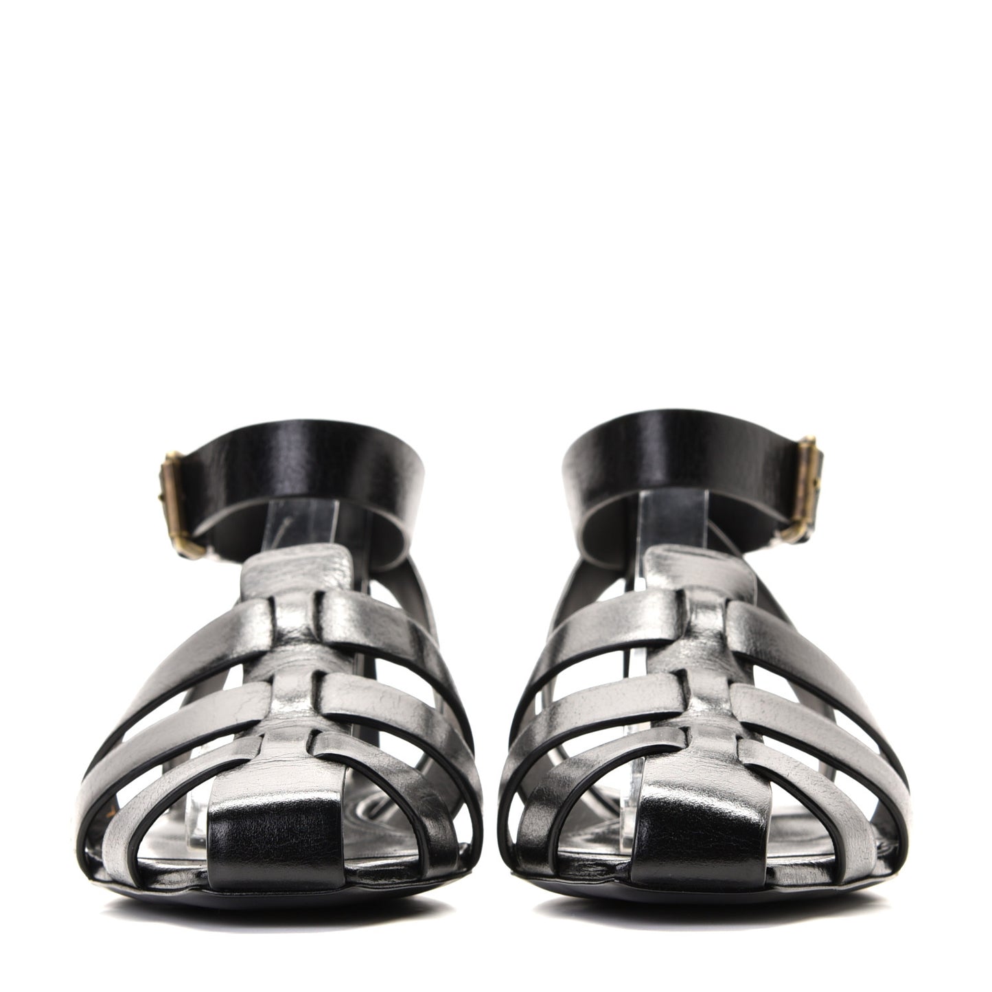 Calfskin Oak Flat Sandals 37 Black