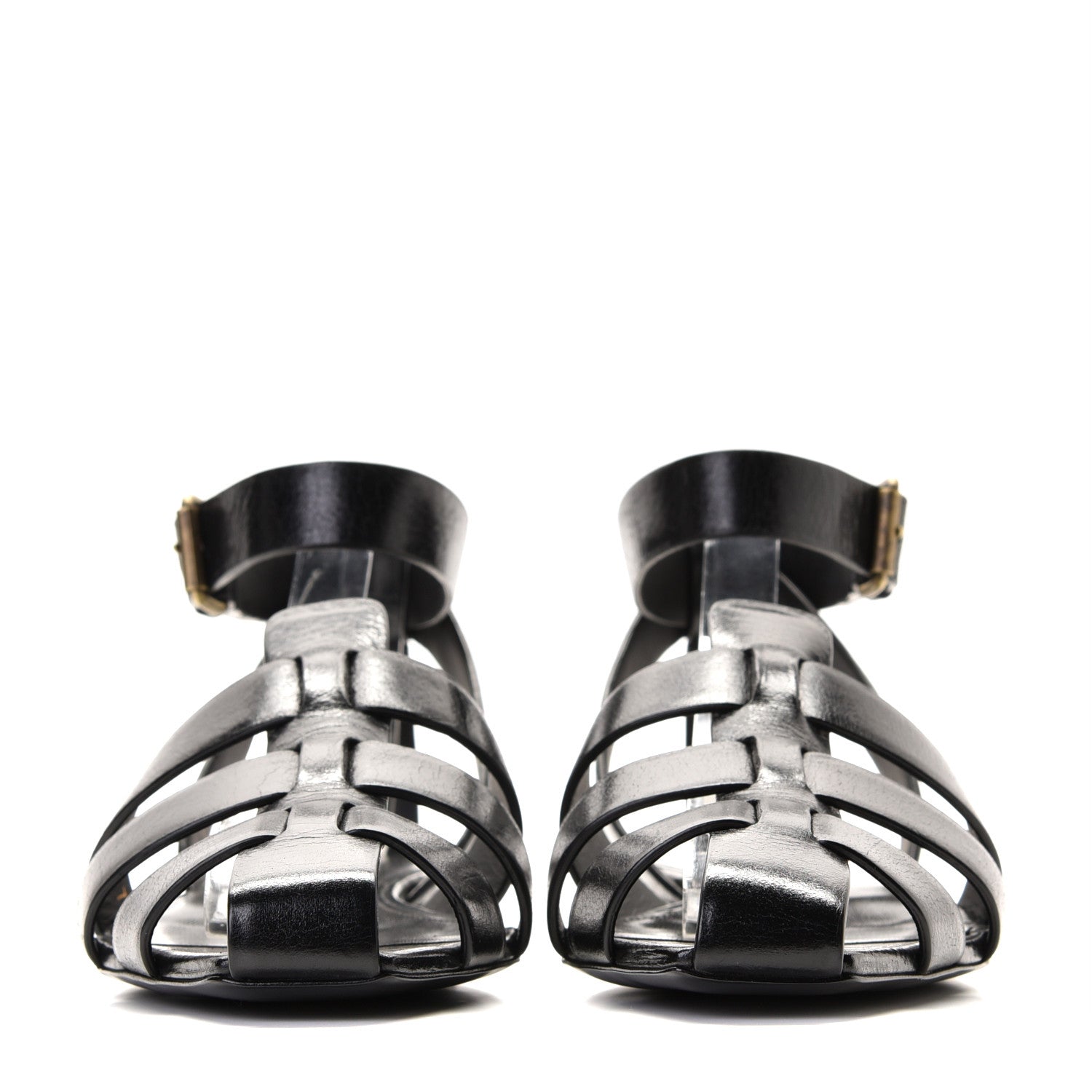 Saint Laurent Calfskin Oak Flat Sandals 37 Black 3 of 8