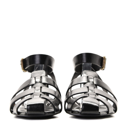 Saint Laurent Calfskin Oak Flat Sandals 37 Black 3 of 8