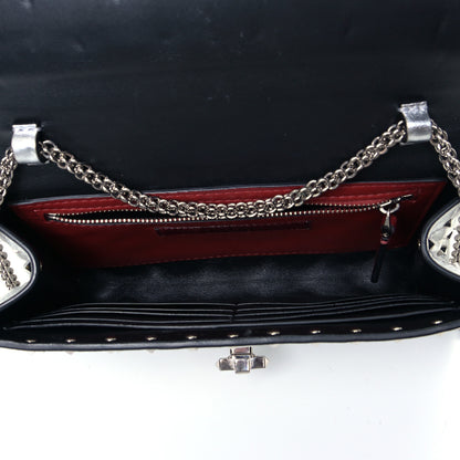 Valentino Garavani Metallic Lambskin Rockstud Spike Wallet on Chain Silver 4 of 5