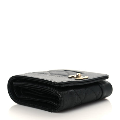 Chanel Caviar Quilted Mademoiselle Vintage Compact Flap Wallet Black 4 of 8
