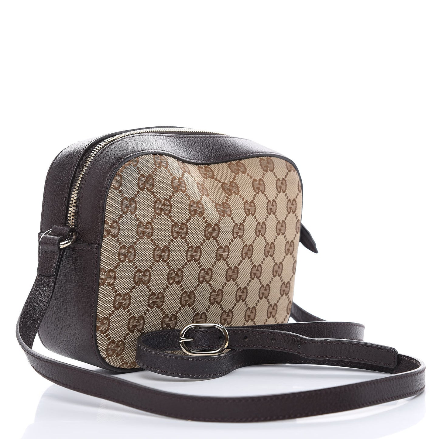 GG Supreme Monogram Web Small Webby Bee Shoulder Bag Dark Brown
