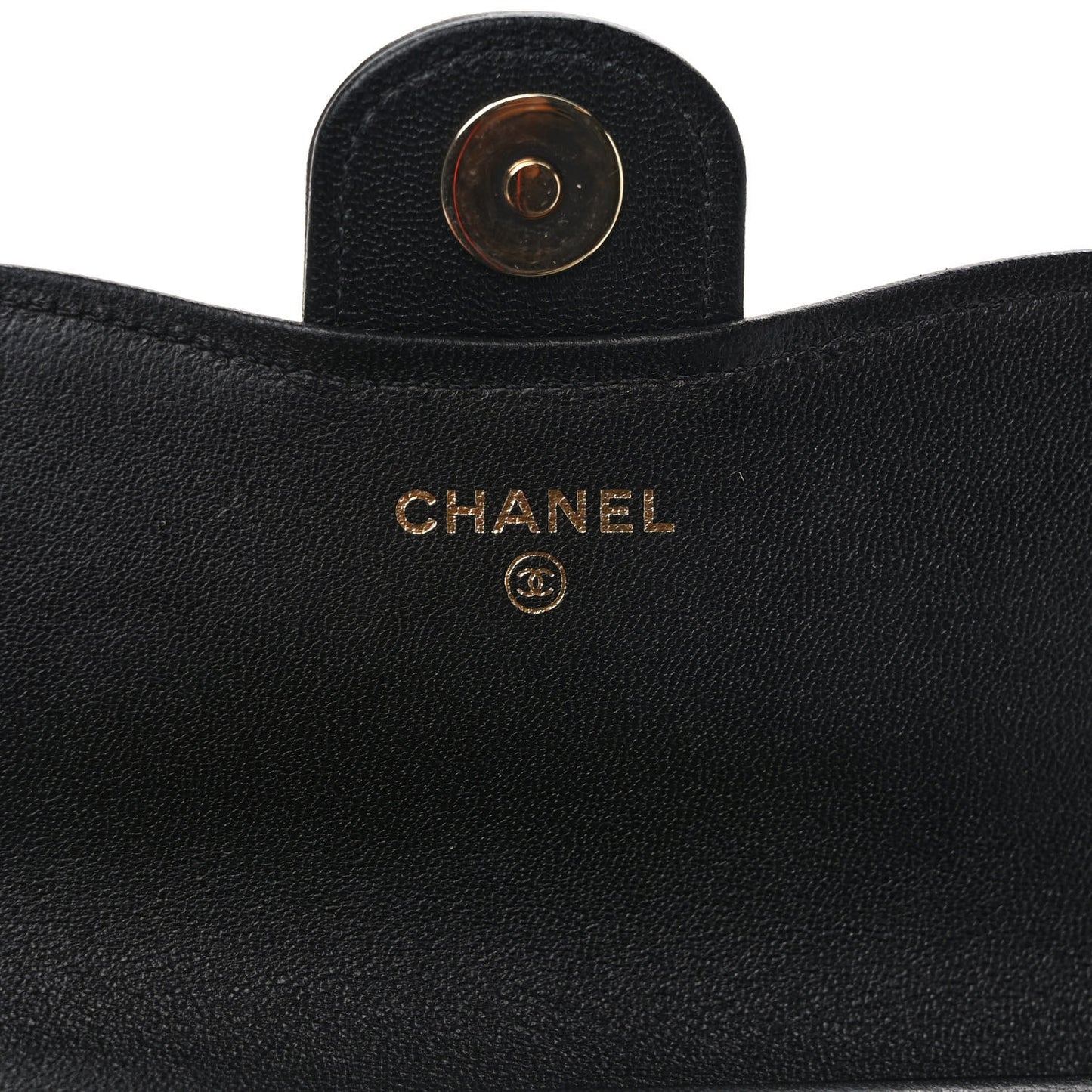Lambskin Patent Calfskin Quilted Flap Phone Holder With Chain Black