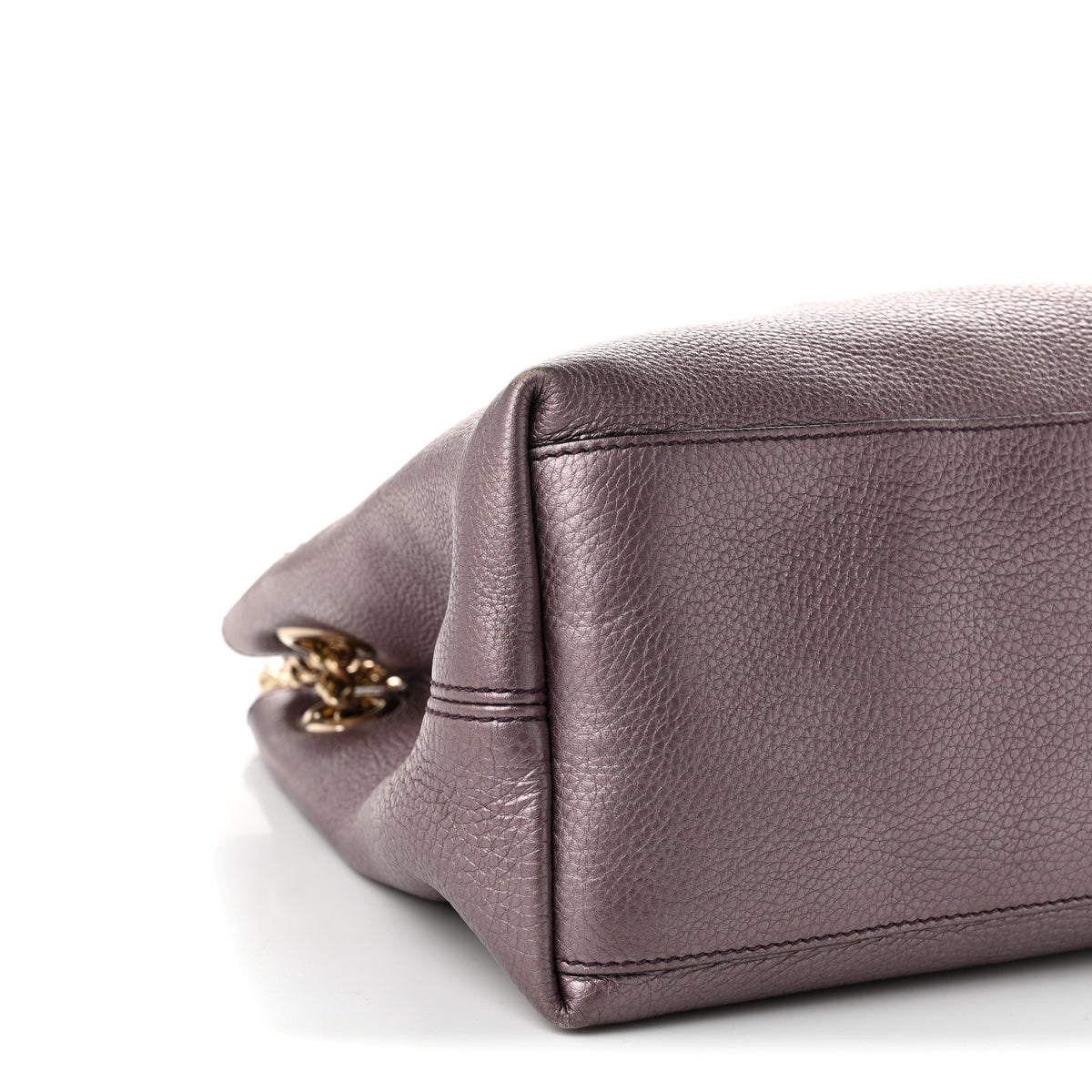 Gucci Metallic Pebbled Calfskin Medium Soho Chain Shoulder Bag Purple 9 of 13
