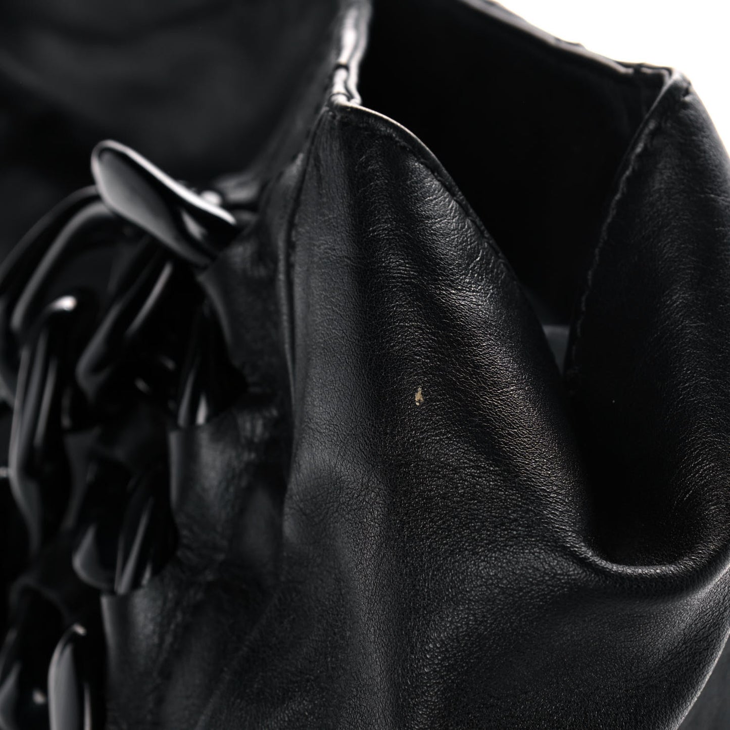 Calfskin Modern Chain Rhodoid East West Tote Black