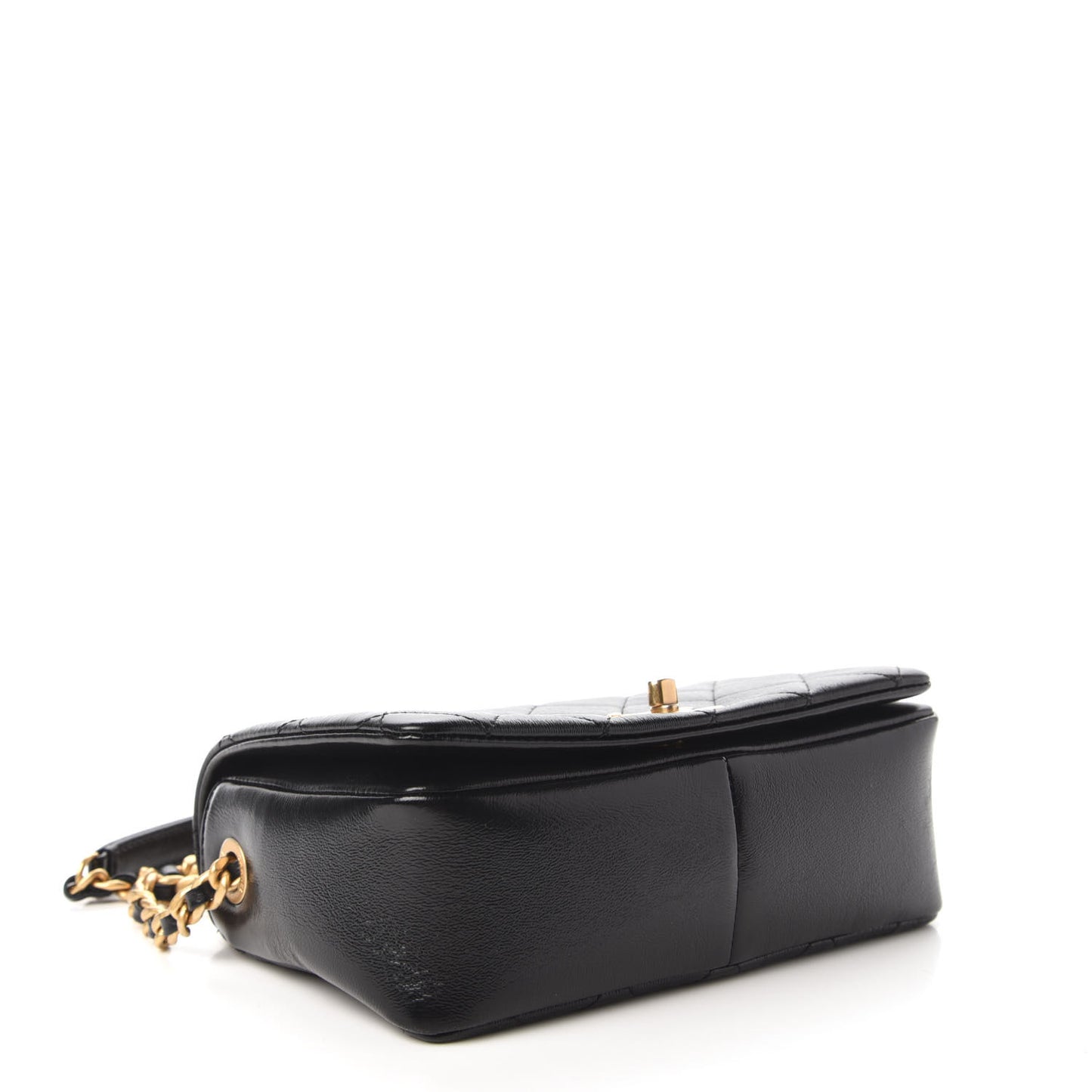 Shiny Lambskin Quilted Small Fashion Therapy Flap Black
