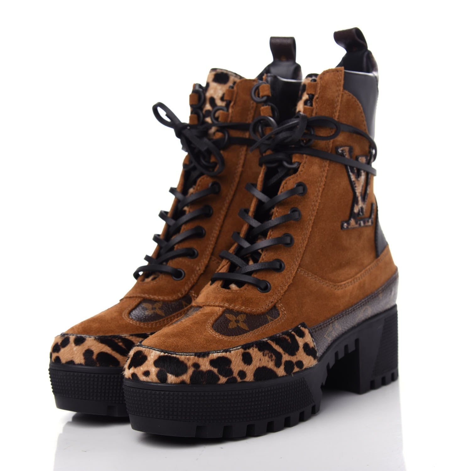 Louis Vuitton Suede Calfskin Monogram Laureate Platform Desert Boots 37.5 Cognac 3 of 9