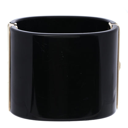Chanel Resin Baguette Crystal Pearl CC Cuff Black 3 of 6