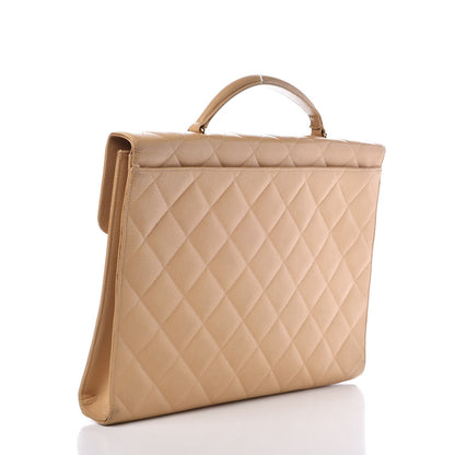 Chanel Caviar Quilted Briefcase Laptop Bag Beige 3 of 16