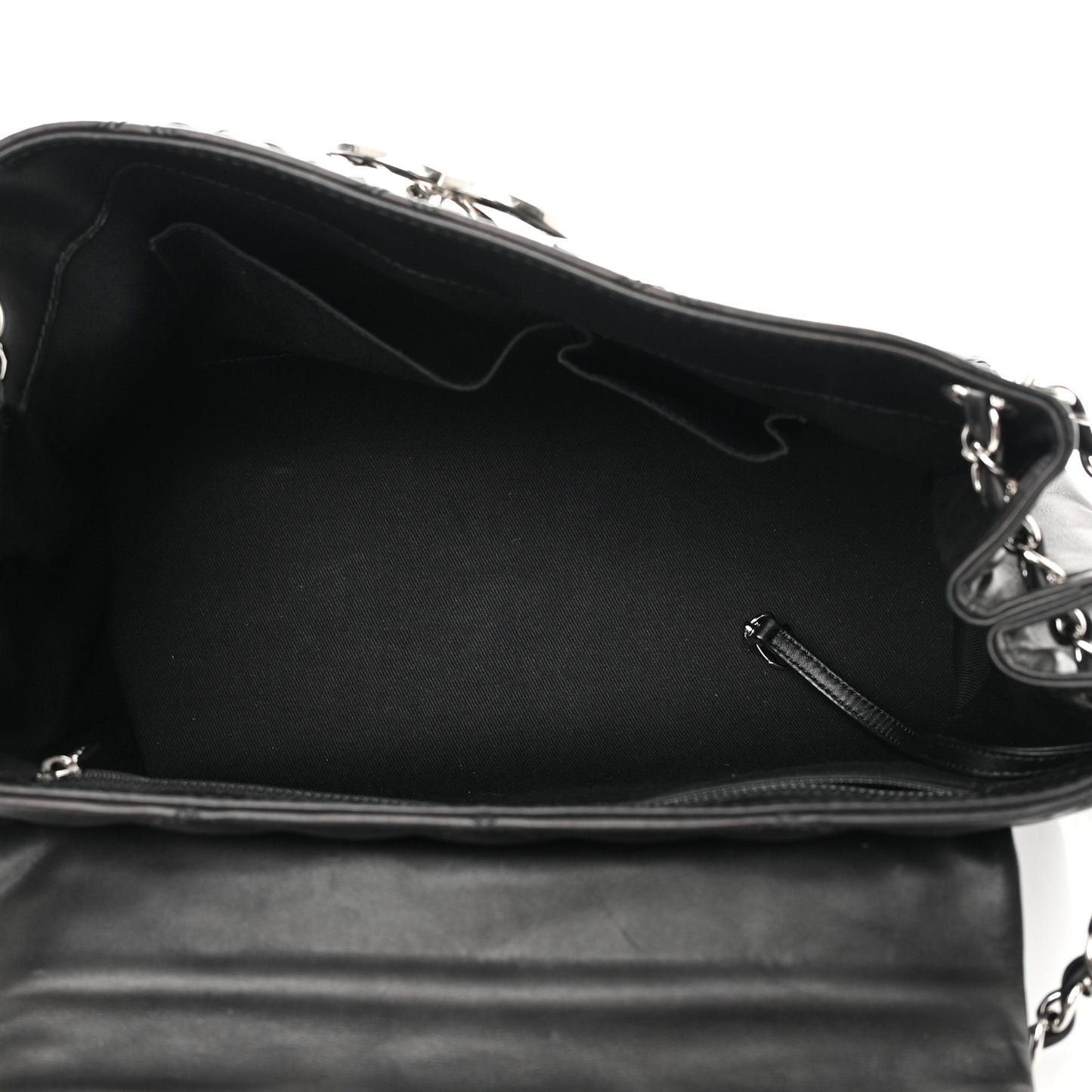 Calfskin Double Stitch Large Hamptons Flap Bag Black