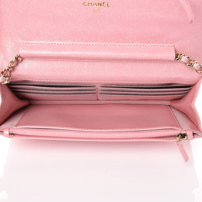 Chanel Iridescent Caviar Quilted Wallet on Chain WOC Rose Pink 5 of 11