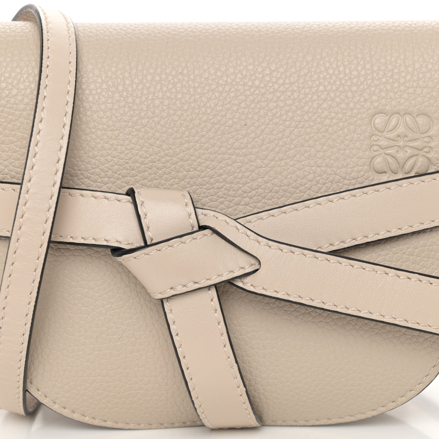Grained Calfskin Mini Gate Crossbody Bag Light Oat