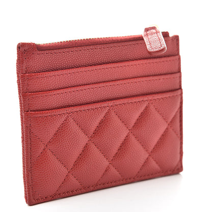 Chanel Caviar Quilted CC Zip Card Holder Red 3 of 7