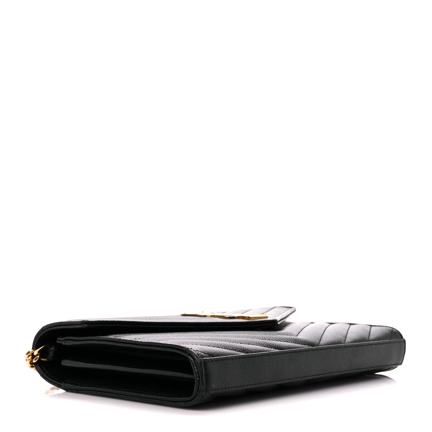 Grain De Poudre Matelasse Chevron Monogram Chain Wallet Black