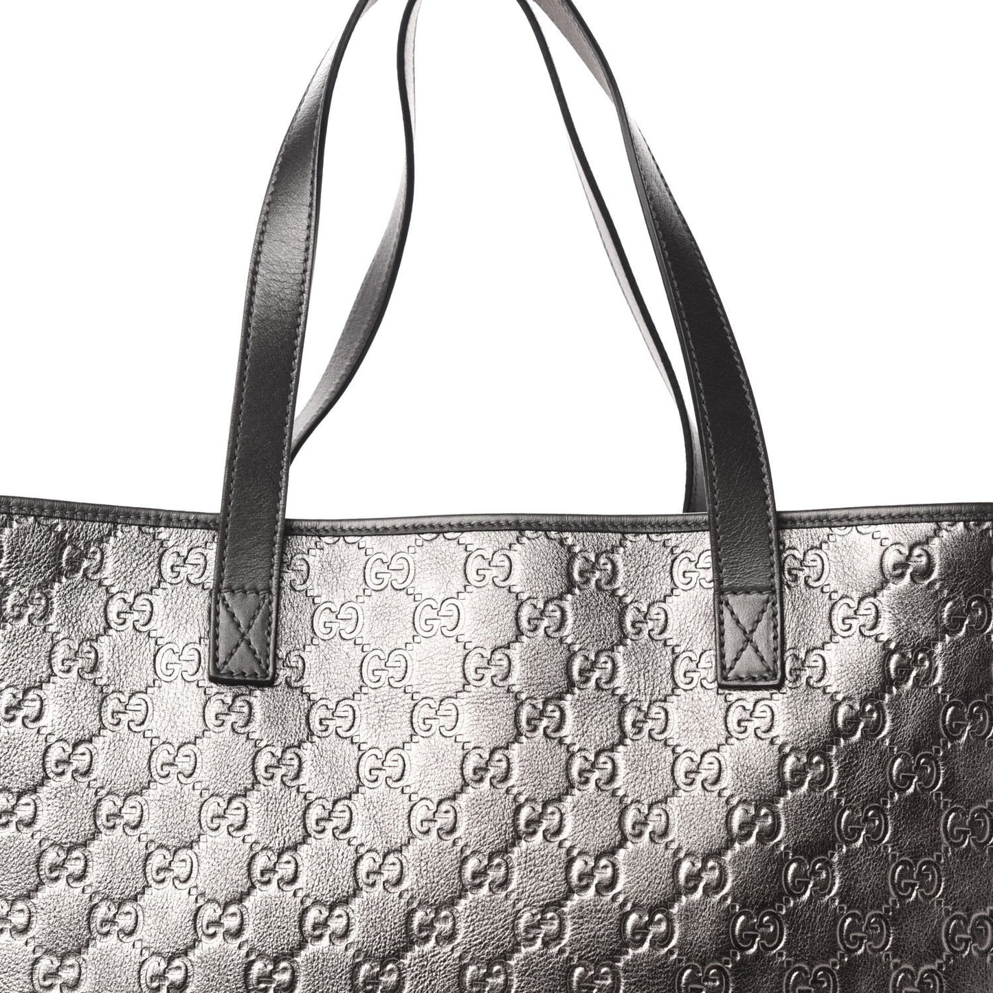 Metallic Guccissima Large Tote Dark Grey