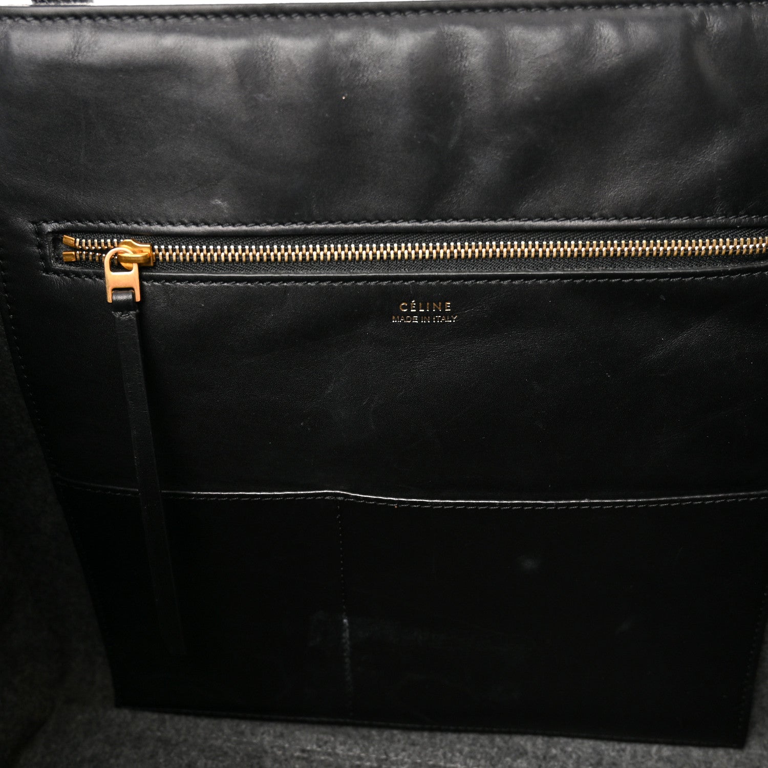 Celine Felt Calfskin Medium Tie Knot Tote Grey Black 11 of 19