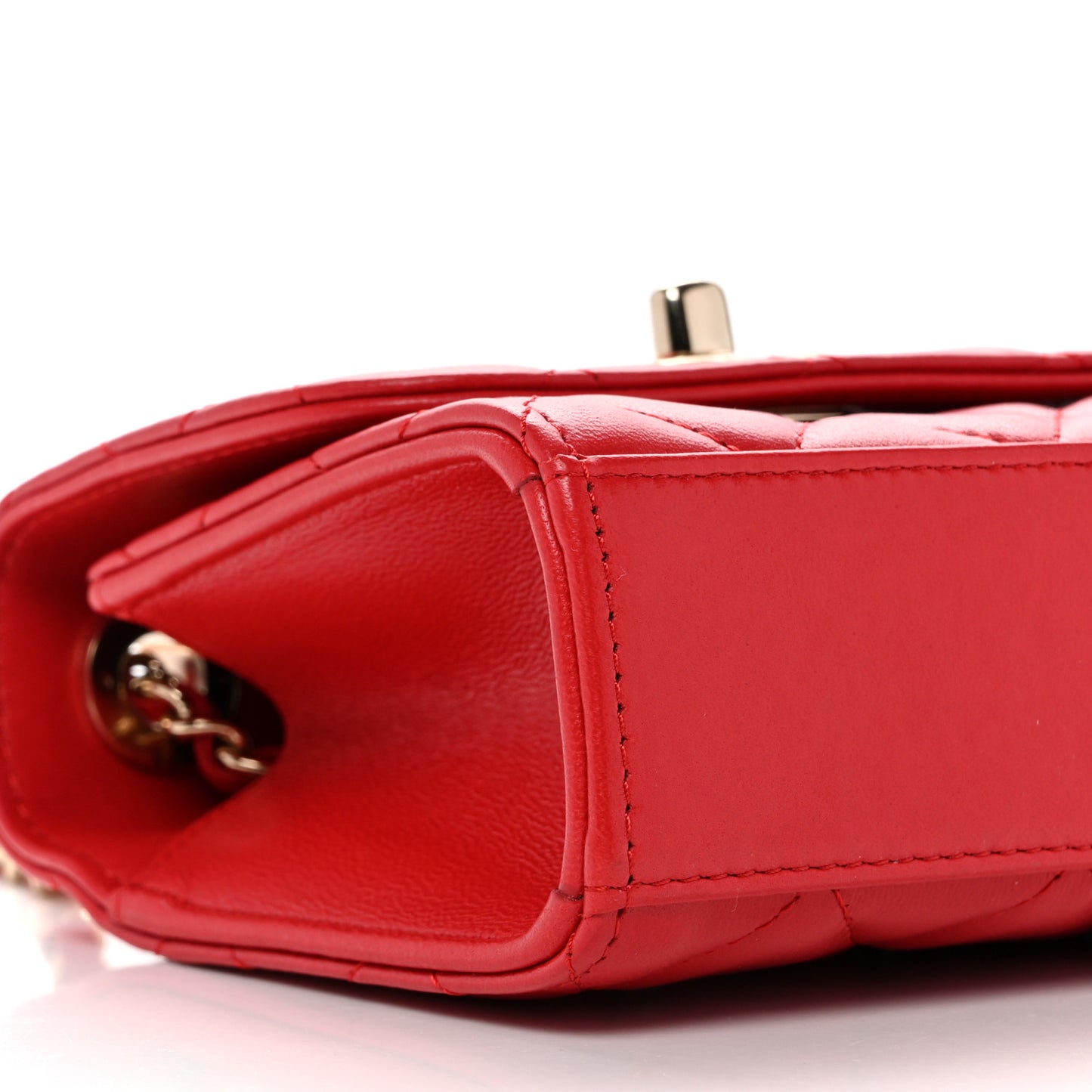 Lambskin Quilted Mini Trendy CC Clutch With Chain Red